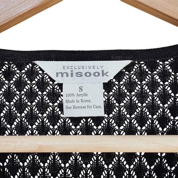 Exclusively Misook Black Lace Jacket Cardigan S Minimalist Quiet Luxury Crochet - Picture 2 of 7